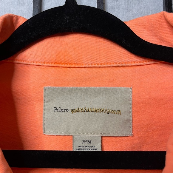 Pilcro and the Letterpress by Anthropologie Neon Orange Denim Jacket M - Picture 3 of 4